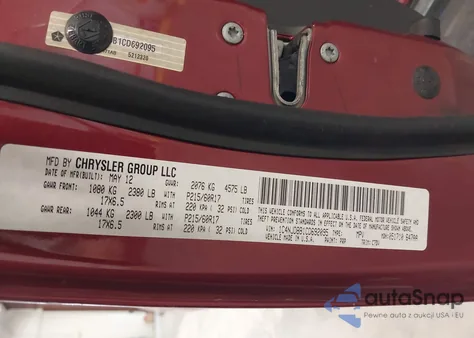 2012 Jeep Compass Sport z USA, uszkodzony, nr VIN 1C4NJDBB1CD692095